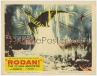 5m697 RODAN LC #8 1957 Sora no Daikaiju Radon, great image of the monster flying through bridge!