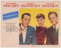 5m702 SABRINA LC #1 1954 best portrait of Humphrey Bogart, Audrey Hepburn and William Holden!