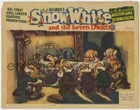 5m724 SNOW WHITE & THE SEVEN DWARFS LC 1937 Walt Disney, sad little guys with sleeping Snow, rare!