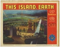 5m770 THIS ISLAND EARTH LC #8 1955 cool artwork image of spaceships over the futuristic planet!