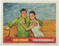 5m776 THUNDERBALL LC #4 1965 Sean Connery as James Bond & sexy Claudine Auger in life raft!