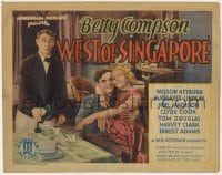 5m326 WEST OF SINGAPORE TC 1933 Betty Compson, Weldon Heyburn, Hell on the Malay Coast, ultra rare!