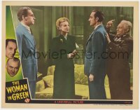 5m813 WOMAN IN GREEN LC 1945 Basil Rathbone as Sherlock Holmes w/ Hillary Brooke & Henry Daniell!