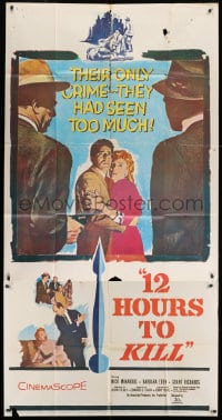 5p588 12 HOURS TO KILL 3sh 1960 Barbara Eden, Nico Minardos, time was running out for two victims!