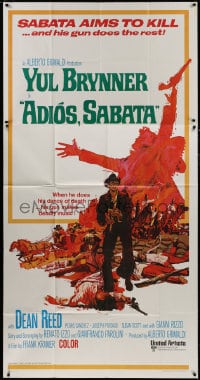 5p594 ADIOS SABATA int'l 3sh 1971 Yul Brynner aims to kill, and his gun does the rest, cool art!