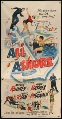 5p597 ALL ASHORE 3sh 1952 Mickey Rooney, Peggy Ryan, Navy musical, shore leave fun galore!