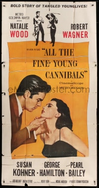 5p600 ALL THE FINE YOUNG CANNIBALS 3sh 1960 art of Robert Wagner about to kiss sexy Natalie Wood!
