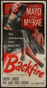 5p612 BACKFIRE 3sh 1950 full-length sexy double-crossing Virginia Mayo seduces Gordon MacRae!