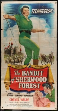 5p615 BANDIT OF SHERWOOD FOREST 3sh 1945 great full-length image of Cornel Wilde wearing tights!