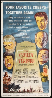 5p655 COMEDY OF TERRORS 3sh 1964 Boris Karloff, Peter Lorre, Vincent Price, Joe E. Brown, Tourneur