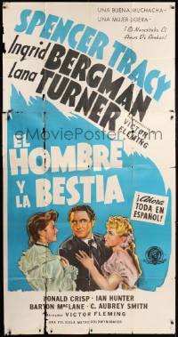 5p686 DR. JEKYLL & MR. HYDE Spanish/US 3sh 1941 Spencer Tracy, Ingrid Bergman & Lana Turner, rare!