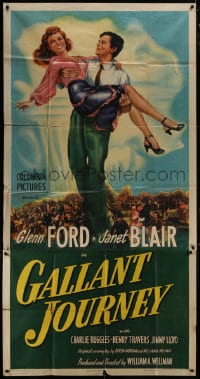 5p711 GALLANT JOURNEY 3sh 1946 great art of Glenn Ford carrying sexy Janet Blair, William Wellman!