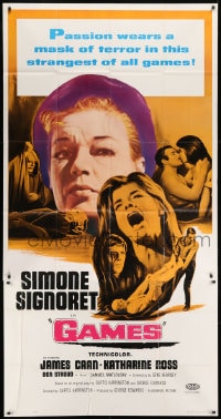 5p713 GAMES 3sh 1967 Simone Signoret, James Caan, Katharine Ross, passion wears a mask of terror!