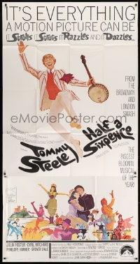 5p728 HALF A SIXPENCE 3sh 1968 McGinnis art of Tommy Steele with banjo, from H.G. Wells novel!