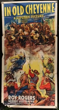 5p748 IN OLD CHEYENNE 3sh 1941 cowboys Roy Rogers & George Gabby Hayes in Wyoming, cool art!