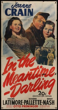 5p749 IN THE MEANTIME DARLING 3sh 1944 beautiful Jeanne Crain tries to keep her husband at home!
