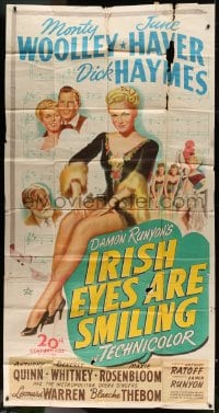 5p755 IRISH EYES ARE SMILING 3sh 1944 Damon Runyon, art of Dick Haymes & sexy June Haver!