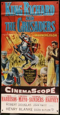 5p773 KING RICHARD & THE CRUSADERS 3sh 1954 Rex Harrison, Virginia Mayo, George Sanders, Holy War!