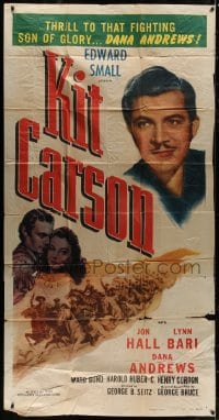 5p777 KIT CARSON 3sh R1947 thrill to that fighting son of glory... Dana Andrews!