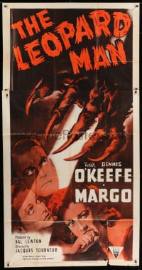 5p789 LEOPARD MAN 3sh R1952 Jacques Tourneur, O'Keefe & Margo are victims of a strange killer!