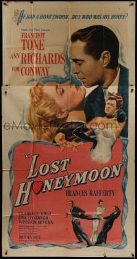 5p796 LOST HONEYMOON 3sh 1947 Franchot Tone returns from WWII w/amnesia & a forgotten wife & kids!