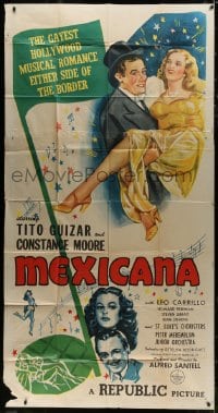 5p818 MEXICANA 3sh 1945 pretty Constance Moore, gayest romance this side of the border!