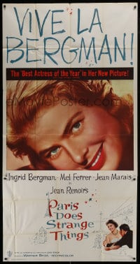 5p848 PARIS DOES STRANGE THINGS 3sh 1957 Jean Renoir's Elena et les hommes, c/u of Ingrid Bergman!