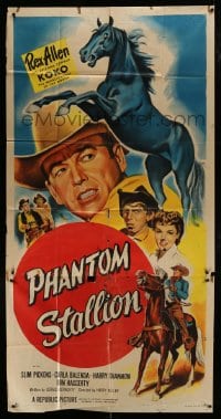 5p853 PHANTOM STALLION 3sh 1954 great art of Arizona Cowboy Rex Allen & Koko the Miracle Horse!