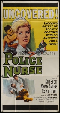 5p854 POLICE NURSE 3sh 1963 the shocking racket of society doctors who do anything for a price!
