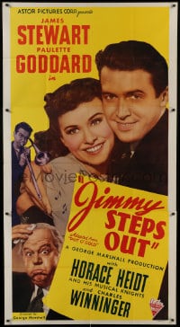 5p855 POT O' GOLD 3sh R1946 romantic c/u of James Stewart & Paulette Goddard, Jimmy Steps Out!
