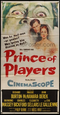 5p857 PRINCE OF PLAYERS 3sh 1955 Richard Burton as Edwin Booth, perhaps greatest stage actor ever!