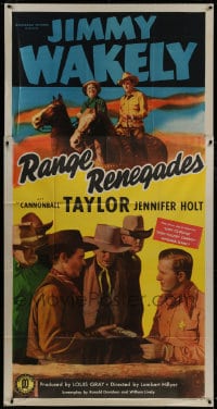 5p865 RANGE RENEGADES 3sh 1948 singing cowboy Jimmy Wakely, Dub Cannonball Taylor, western!