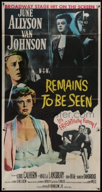 5p866 REMAINS TO BE SEEN 3sh 1953 Van Johnson, June Allyson, Angela Lansbury by creepy statue!