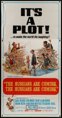 5p877 RUSSIANS ARE COMING 3sh 1966 Carl Reiner, great Jack Davis art of Russians vs Americans!