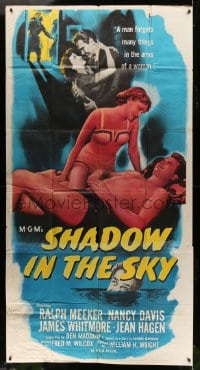 5p885 SHADOW IN THE SKY 3sh 1952 Ralph Meeker forgets many things in the arms of Jean Hagen!