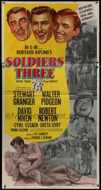 5p894 SOLDIERS THREE 3sh 1951 Stewart Granger, Walter Pidgeon, David Niven, unauthorized Gunga Din!