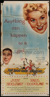 5p895 SOLID GOLD CADILLAC 3sh 1956 Hirschfeld art of Judy Holliday & Paul Douglas in car!