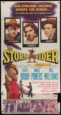 5p907 STORM RIDER 3sh 1957 stranger Scott Brady, sheriff Bill Williams, Mala Powers is trouble!