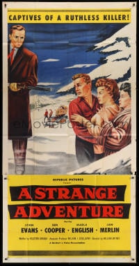 5p908 STRANGE ADVENTURE 3sh 1956 they're captives of a ruthless killer in the High Sierras!