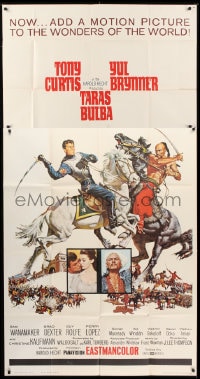 5p914 TARAS BULBA style B 3sh 1962 Tony Curtis & Yul Brynner clash, art by Frank McCarthy!