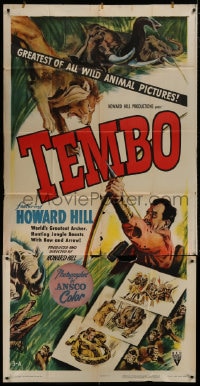 5p916 TEMBO 3sh 1952 art of World's Greatest Archer Howard Hill hunting with bow & arrow!