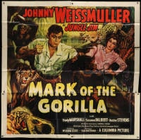 5p098 MARK OF THE GORILLA 6sh 1950 artwork of Johnny Weissmuller as explorer Jungle Jim, rare!