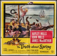 5p110 TRUTH ABOUT SPRING 6sh 1965 art of daughter Hayley Mills & father John Mills on ship!