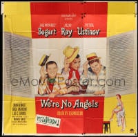5p112 WE'RE NO ANGELS 6sh 1955 art of Humphrey Bogart, Aldo Ray & Peter Ustinov tipping hats, rare!