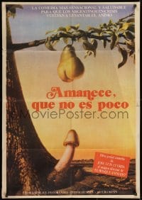 5p389 AMANECE, QUE NO ES POCO Argentinean 1989 outrageous surreal artwork of sexy pear & mushroom!