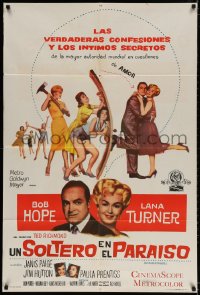 5p396 BACHELOR IN PARADISE Argentinean 1962 art of Bob Hope & sexy Lana Turner, Jack Arnold!