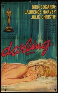 5p437 DARLING Argentinean 1966 close up art of sexy Julie Christie laying in bed, John Schlesinger