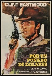5p452 FISTFUL OF DOLLARS Argentinean R1970s Sergio Leone, art of Clint Eastwood with gun & cigar!