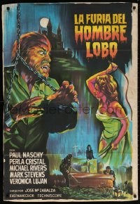 5p461 FURY OF THE WOLFMAN Argentinean 1972 wonderful art of Paul Naschy as the monster!