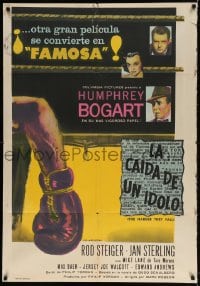 5p469 HARDER THEY FALL Argentinean 1957 Humphrey Bogart, Rod Steiger & boxer Mike Lane!